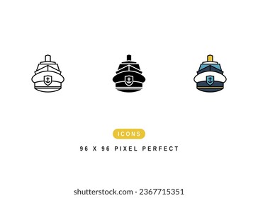 Ship Captain Icon. Sailor Cruise Officer Symbol Stock Illustration. Vector Line Icons For UI Web Design And Presentation