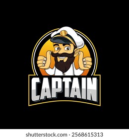 Ship captain logo on black background