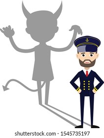 Ship Captain Pilot - Devil person Standing with Fake Smile