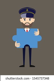 Ship Captain Pilot - Holding a Jigsaw Puzzle Piece