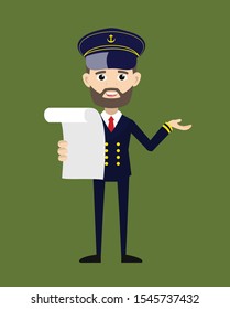 Ship Captain Pilot - Holding a Paper and Announcing