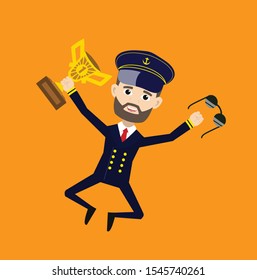 Ship Captain Pilot - Jumping with Trophy