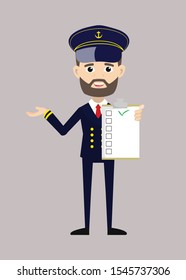 Ship Captain Pilot - Showing a Checklist