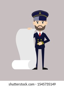 Ship Captain Pilot - Showing a Paper Scroll
