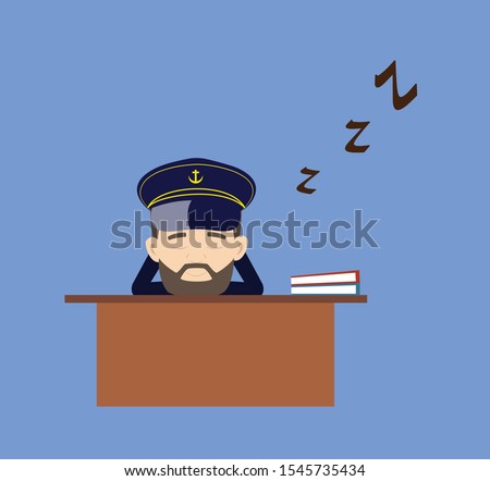 Ship Captain Pilot - Sleeping on Office Desk