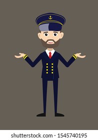 Ship Captain Pilot - Standing in Presenting Pose