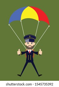 Ship Captain Pilot - Successful Landing with Parachute