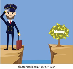 Ship Captain Pilot - Thinking How to Reach Close to Money Plant