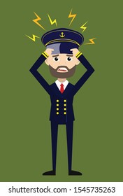 Ship Captain Pilot - with Worried Face