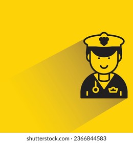 ship captain with shadow on yellow background