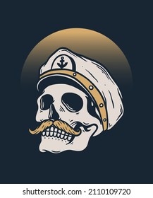 Ship Captain Skull Vector Illustration