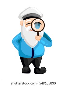 Ship captain in uniform on sea cartoon sailor characters set captain