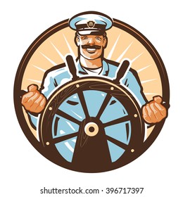 ship captain vector logo. cruise, journey, tour, trip or travel icon