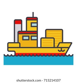 Ship cargo container  flat line illustration, concept vector isolated icon 