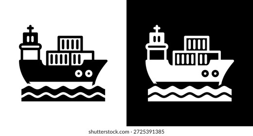 Ícone De Carga De Navio De Estilo Misto Preto E Branco