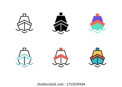 ship cargo icon vector illustration with six different style design. isolated on white background