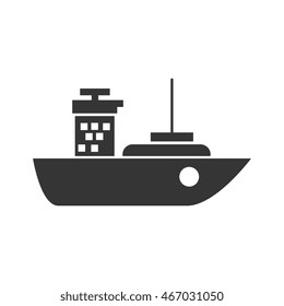 ship cargo industry tower sea package transport vector graphic isolated and flat illustration