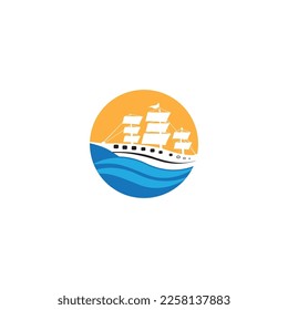 Icono de buque, buque, carga, logística, transporte y entrega