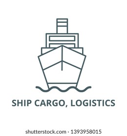 Ship cargo, logistics vector line icon, linear concept, outline sign, symbol