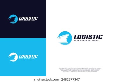 Diseño del logotipo de la carga del buque para el transporte logístico