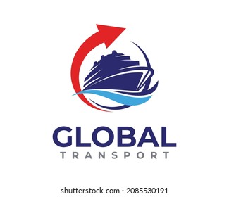 Diseño del logotipo de la carga del buque. Vector de diseño de logotipos de logística y transporte