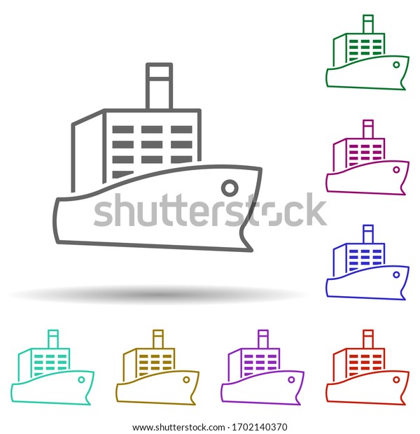 Ship cargo multi color icon. Simple thin\
line, outline vector of logistics icons for ui and ux, website or\
mobile application