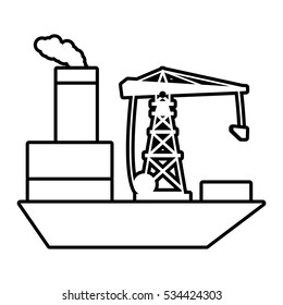 ship cargo shipping crane chimney outline vector illustration eps 10