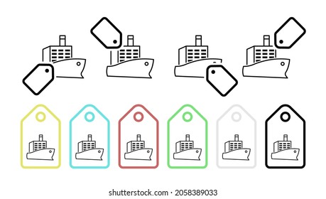 Ship cargo vector icon in tag set illustration for ui and ux, website or mobile application