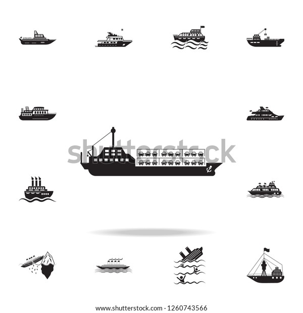 ship carrying cars icon. Detailed set of ship\
icons. Premium graphic design. One of the collection icons for\
websites, web design, mobile\
app