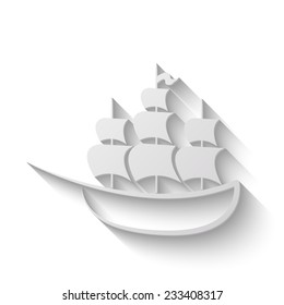 ship cart vector icon - paper illustration on white background 