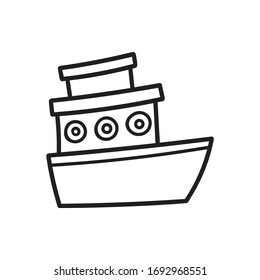 Ship. Cartoon style. Coloring book. Vector image for children. Can be used on posters, invitations, textiles, t-shirts, flyers, and so on. 