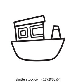 Ship. Cartoon style. Coloring book. Vector image for children. Can be used on posters, invitations, textiles, t-shirts, flyers, and so on. 