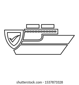 ship check mark transport delivery vector illustration