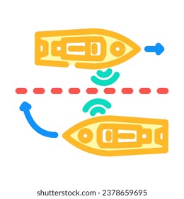 vector de icono de color de sistemas de evitación de colisiones de buques. signo de sistemas de evitación de colisión de buques. ilustración de símbolo aislado