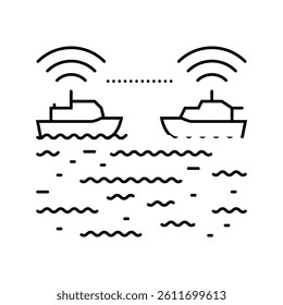 ship collision avoidance systems line icon vector. ship collision avoidance systems sign. isolated contour symbol black illustration