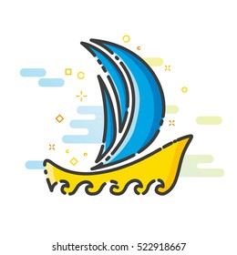 Ship colored icon isolated on white background. Design concept logo in flat MBE style. Vector illustration.