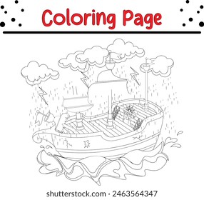 ship coloring book page for kids