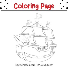 ship coloring book page for kids