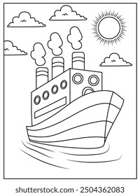 Ship coloring page for kids