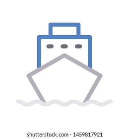 ship colour line vector icon