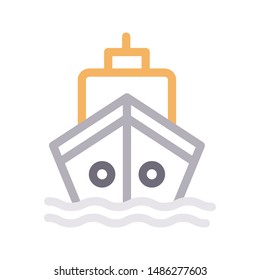 ship colour line vector icon