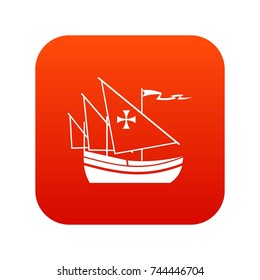 Ship of Columbus icon digital red for any design isolated on white vector illustration