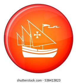 Ship of Columbus icon in red circle isolated on white background vector illustration