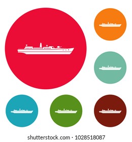 Ship combat icons circle set vector isolated on white background
