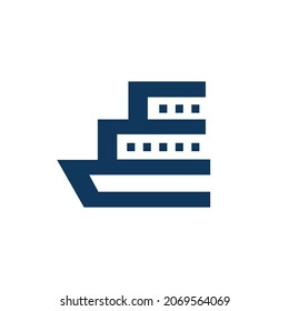 Schiffskombination mit Buchstabe C auf weißem Hintergrund, minimalistisches Vektorlogo-Design