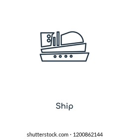 Ship concept line icon. Linear Ship concept outline symbol design. This simple element illustration can be used for web and mobile UI/UX.