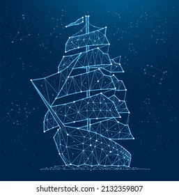 ship and constellations with abstract lines