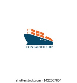 Ship container icon logo design vector template