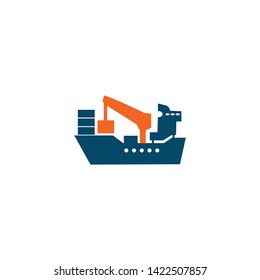 Ship container icon logo design vector template