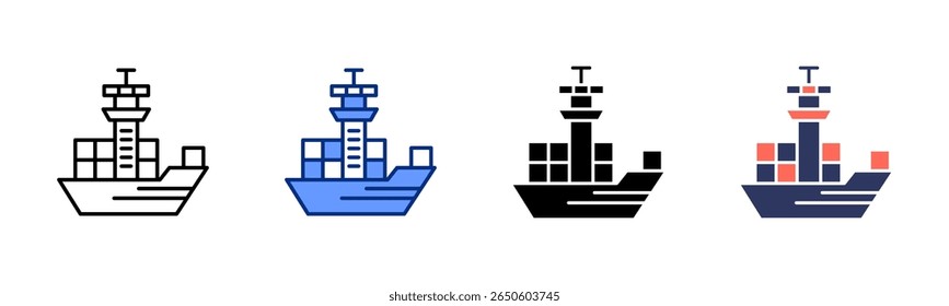 Ship Container icon sheet multiple style collection